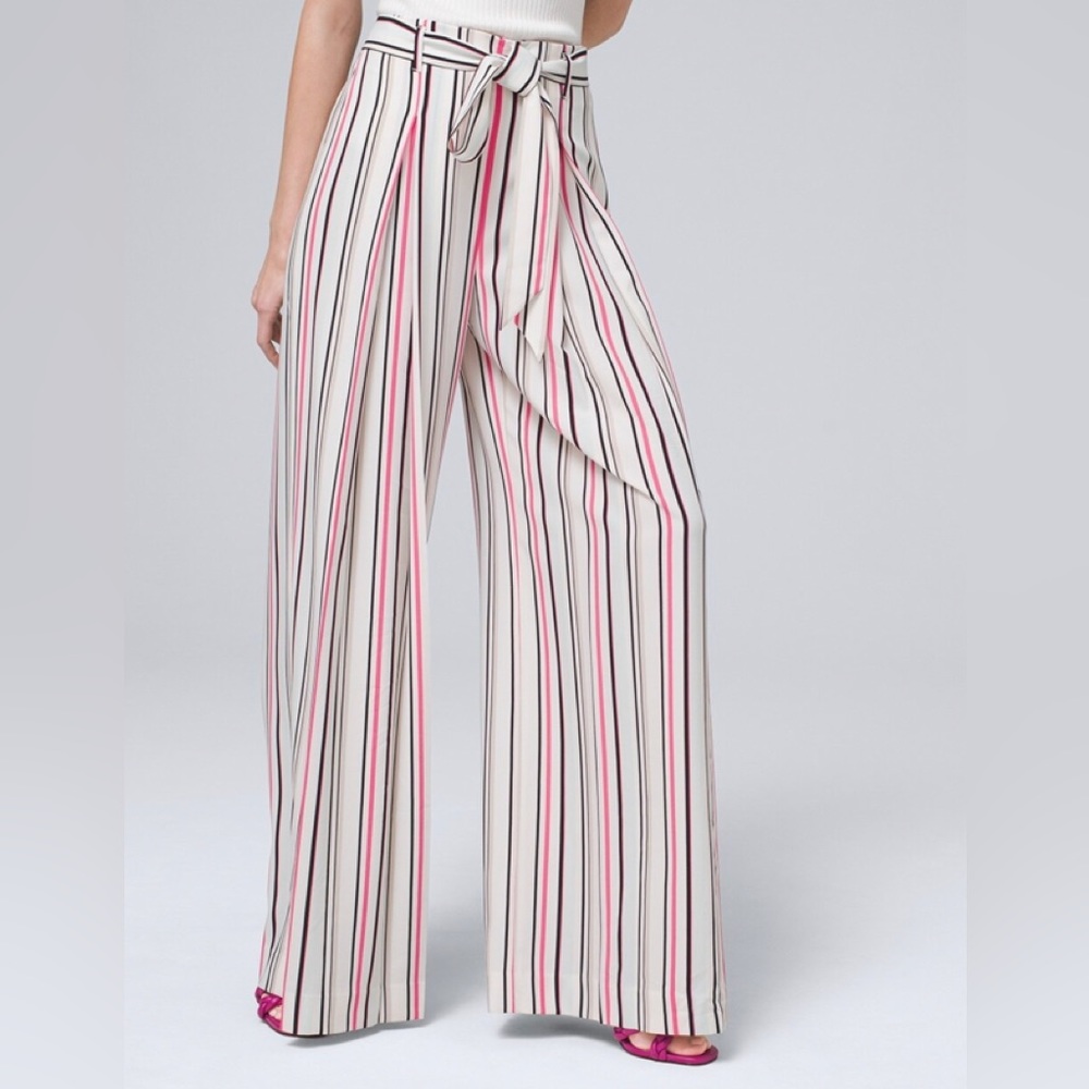 NWT White House Black Market Striped Wide-Leg Side-Zip Pants - Picture 5 of 8